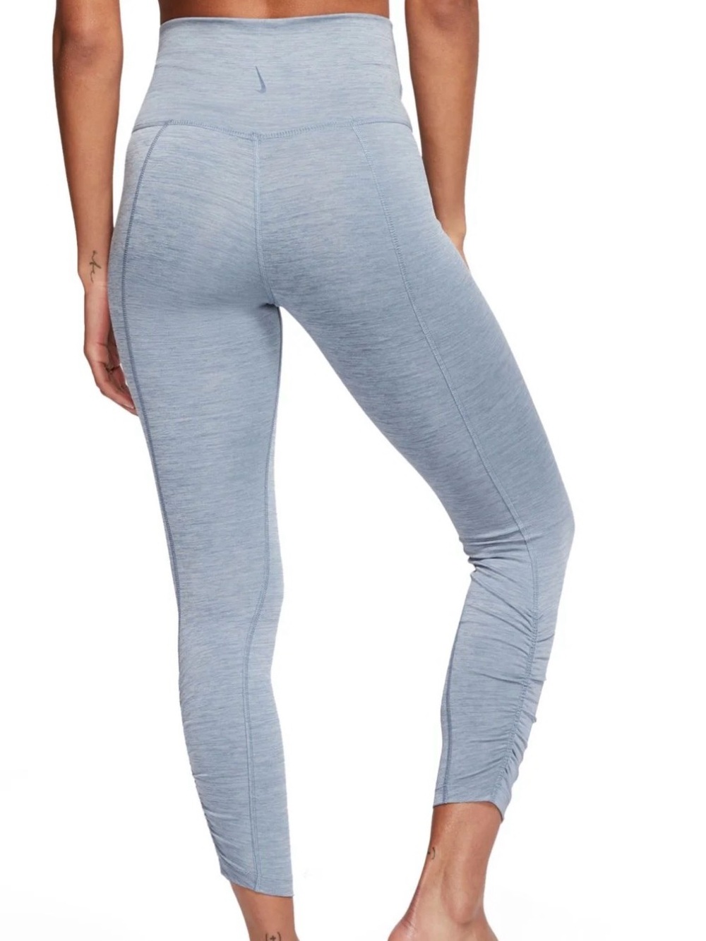 Nike Yoga Ruched Leggings Women’s M Blue Dri-FIT High Rise 26” Inseam